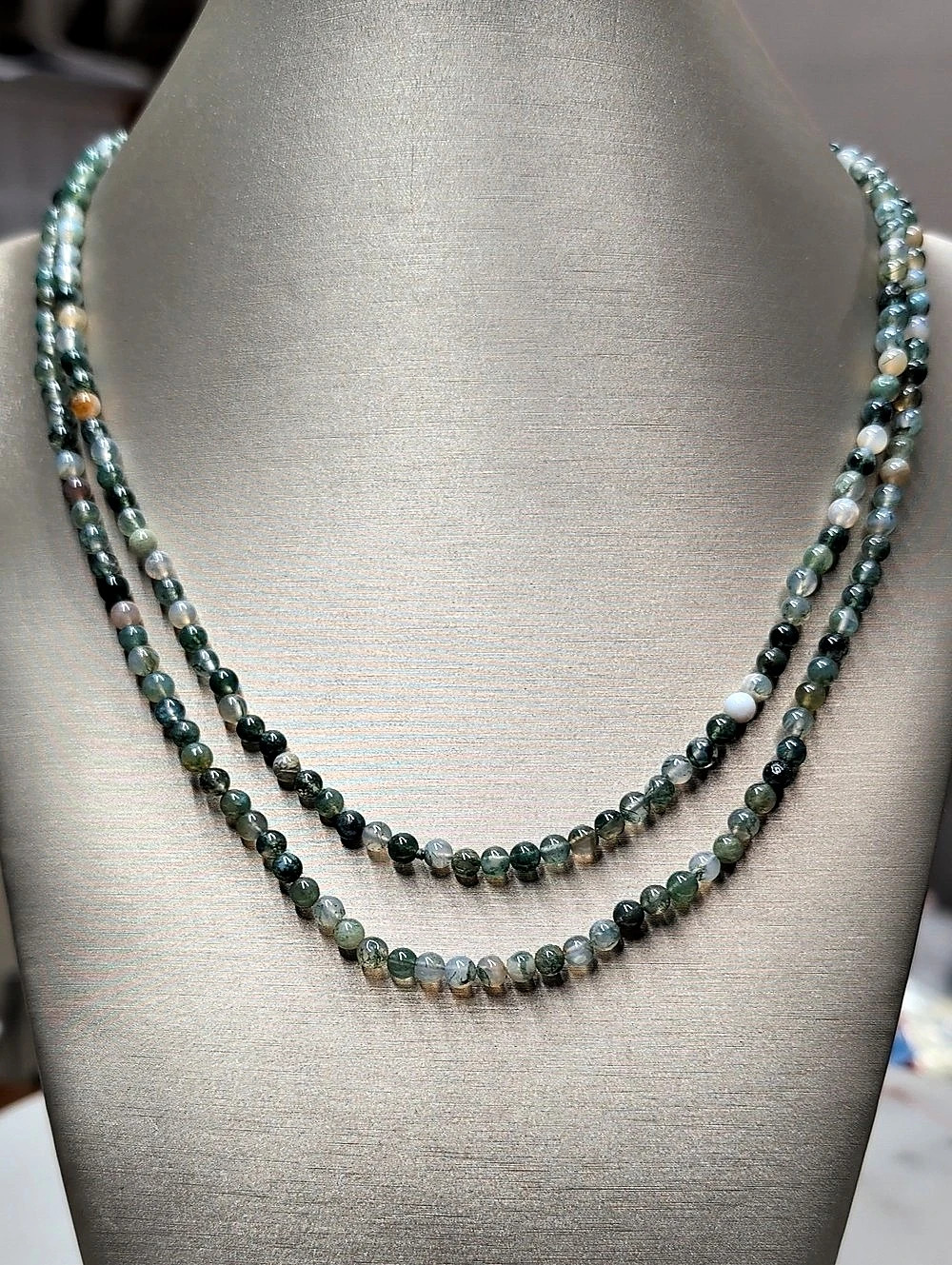 Natural Green Agate Beaded Layered Necklace